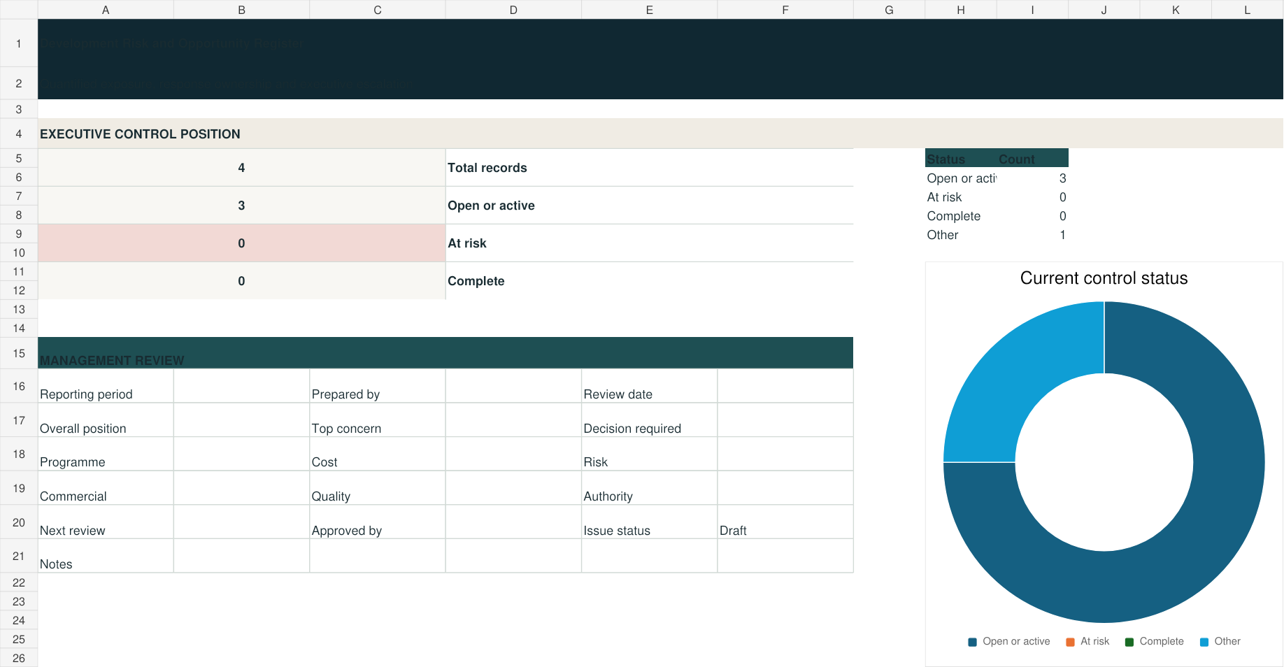 Actual workbook preview for development-risk-opportunity-register.xlsx